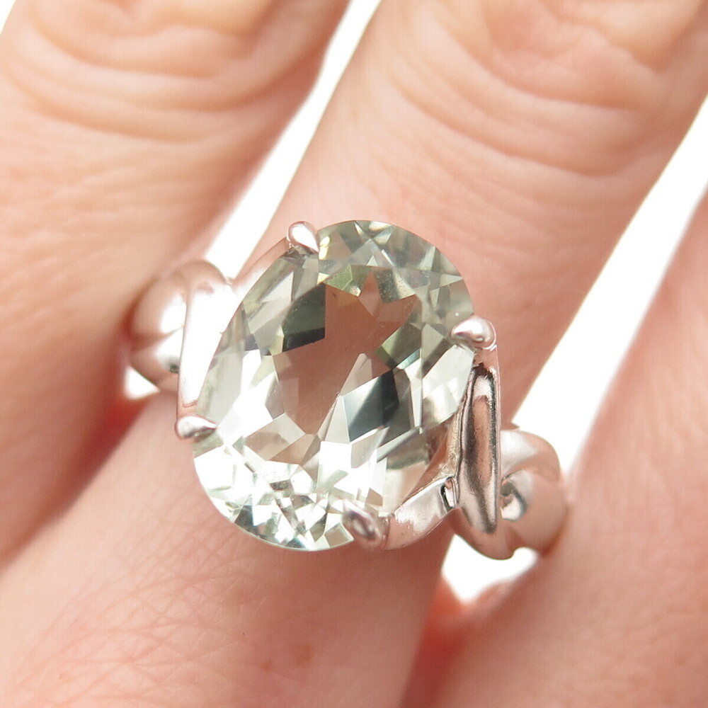 Michelle Albala 925 Sterling Silver Vintage Real Green Amethyst Ring Size 10.25